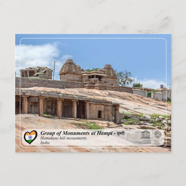 Cartão Postal Grupo de Monumentos em Hampi - Templo de Hemakuta (Frente)