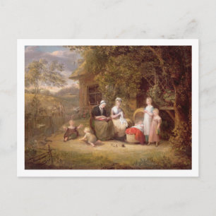 Cartão Postal Grupo Familiar antes de um Algodão Atinhado (óleo 
