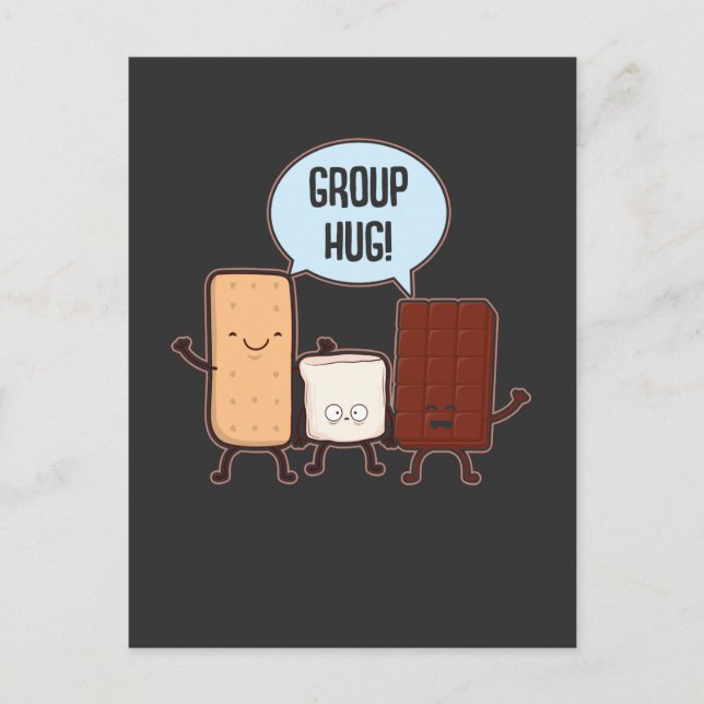Cartão Postal Grupo Hug Chocolate Marshmallow Camping S'mores (Frente)