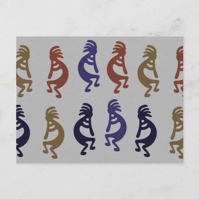 Cartão Postal Grupo Kokopelli de Figuras Tocando Flauta Café Mu (Frente)