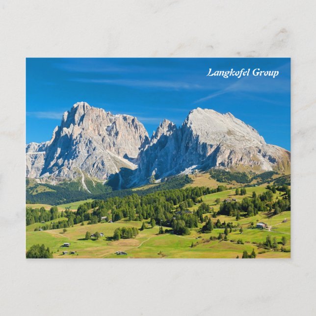 Cartão Postal Grupo Langkofel no Tirol do Sul, Itália (Frente)