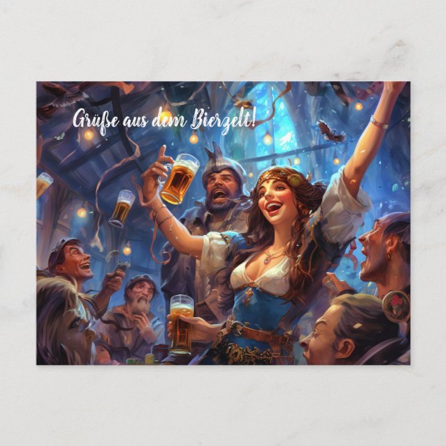 Cartão Postal Grüsse aus dem Bierzelt! München (Frente)