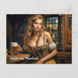 Cartão Postal Grüße aus München! Bierzeltstimmung