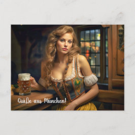 Cartão Postal Grüße aus München! Bierzeltstimmung