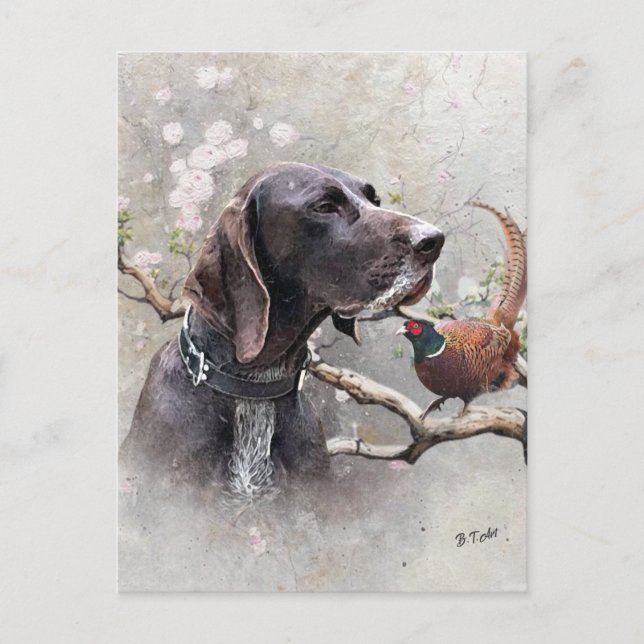 Cartão Postal GSP Hunting Art – Precision, Passion, and Pheasant (Frente)