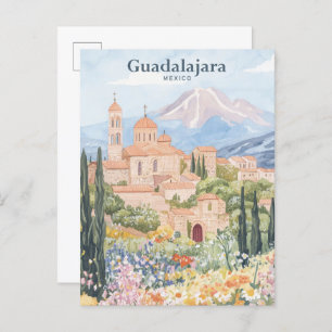 Cartão Postal Guadalajara Mexico Gouache Illustration Viagem