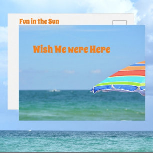 Cartão Postal Guarda-Chuva de Praia Vista para o Oceano Fotográf
