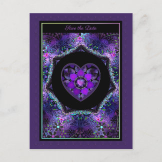 Cartão Postal Guarda-chuva e corações roxos .7