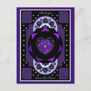 Cartão Postal Guarda-chuva e corações roxos .7