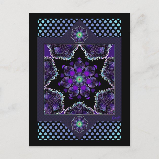 Cartão Postal Guarda-chuva e corações roxos.7 (Frente)