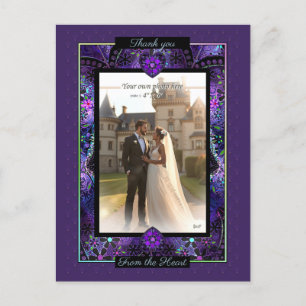 Cartão Postal Guarda-chuva e corações roxos .7