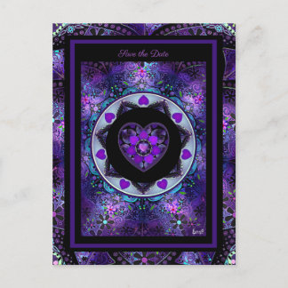 Cartão Postal Guarda-chuva e corações roxos .7