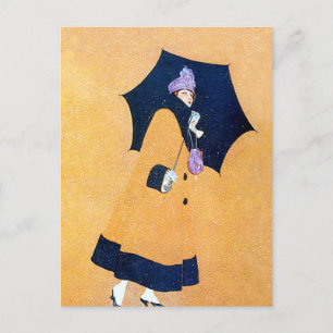 Cartão Postal Guarda-chuva e Neve por C Coles Phillips