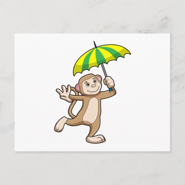 Cartão Postal Guarda-chuva macaco (Frente)