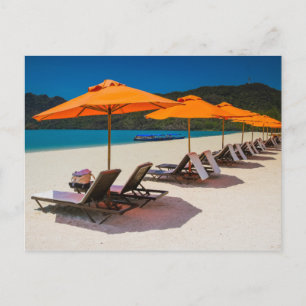 Cartão Postal Guarda-chuvas de praia, cátedras de praia, praia