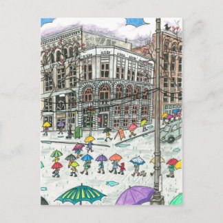 Cartão Postal Guarda-chuvas na Praça Pioneer