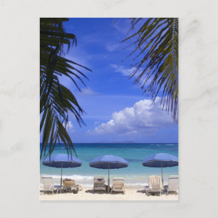 Cartão Postal guarda-chuvas na praia, St. Maarten, Caribe