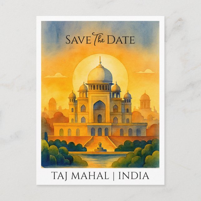 Cartão Postal Guardar o Anunciante de Data | Taj Mahal India Vin (Frente)