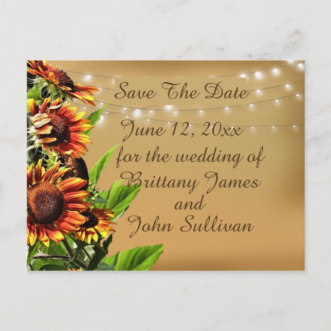 Cartão Postal Guardar o Anúncio de Data, Girassóis (Frente)