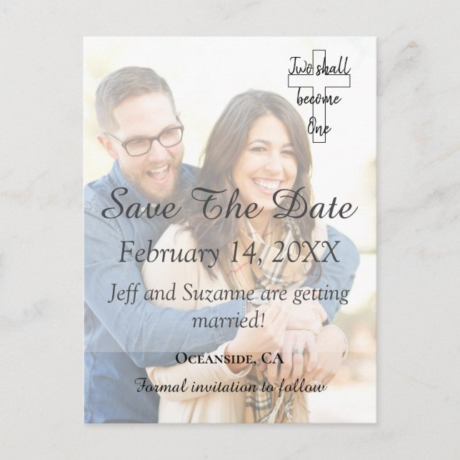 Cartão Postal Guardar O Anúncio Do Noivado De Fotografias De Dat (Frente)