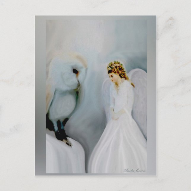 Cartão Postal Guardian Angel and Owl (Frente)