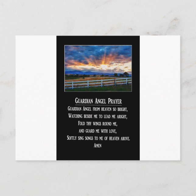 Cartão Postal Guardian Angel Prayer (Frente)