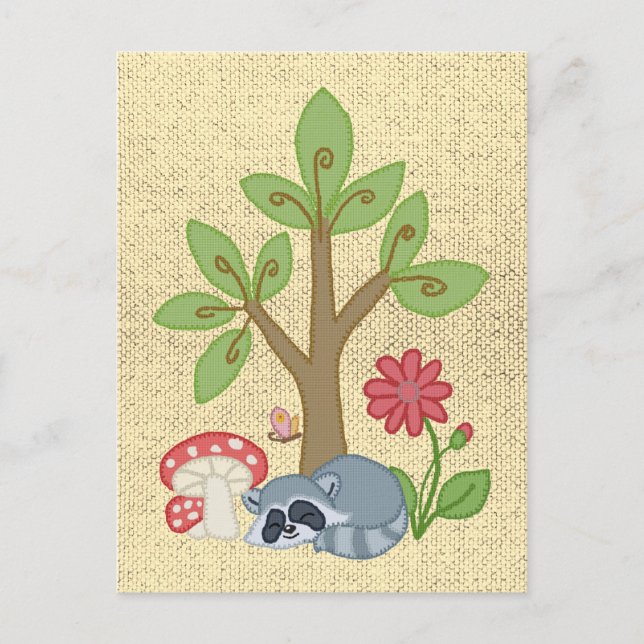 Cartão Postal Guaxinim sob a árvore (Frente)