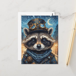 Cartão Postal Guaxinim Steampunk