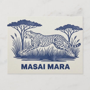 Cartão Postal Guepardo Masai Mara do Quênia com óculos de sol