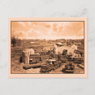 Cartão Postal Guerra Civil, Atlanta Roundhouse destruída, 1866