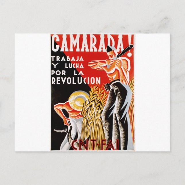 Cartão Postal Guerra civil espanha de 1936 CNT-FAI original post (Frente)