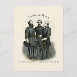 Cartão Postal Guerra Civil 🛡️ Heroes Stonewall Beauregard Lee