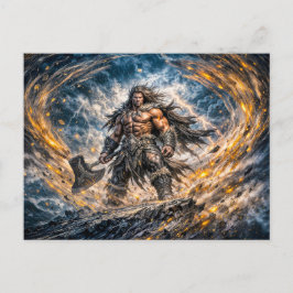 Cartão Postal Guerreiro Berserker de Fantasia Dinâmica com Ba Po