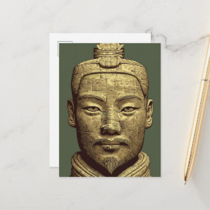 Cartão Postal Guerreiro de Terracota - Arte Dourada Antiga