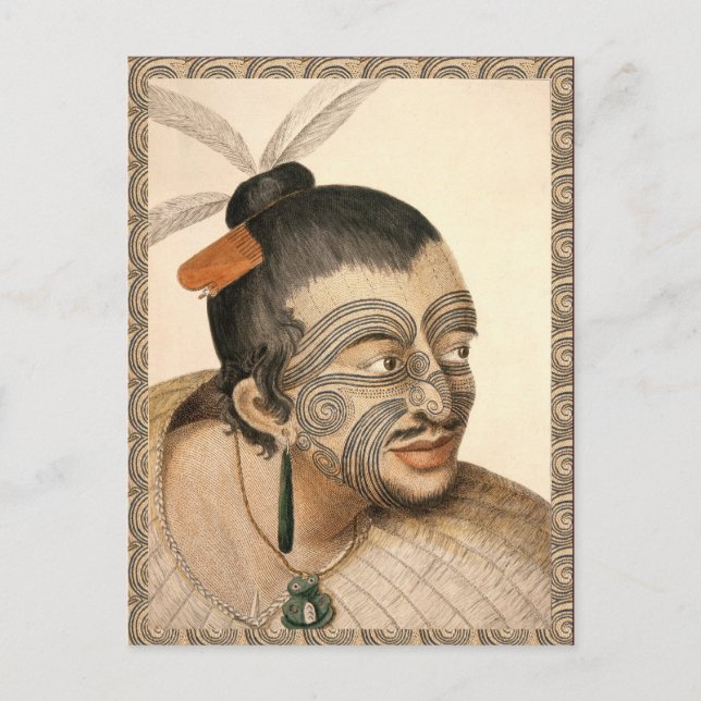 Cartão Postal Guerreiro maori aproximadamente 1784 (Frente)