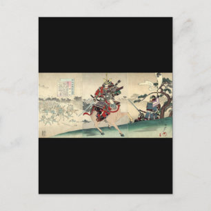 Cartão Postal guerreiro samurai cavaleiro japonês ukiyo-e