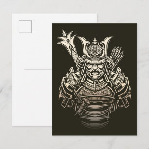 Cartão Postal Guerreiro Samurai Feroz – Audaciosa Armadura Japon