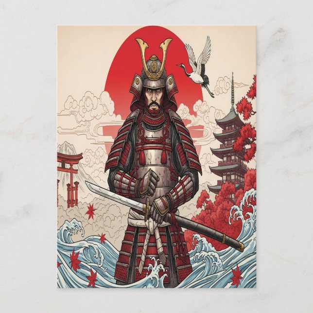Cartão Postal Guerreiro Samurai Japonês  (Frente)