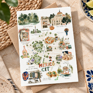 Cartão Postal Guia de Viagem Ilustrado Cidade do México