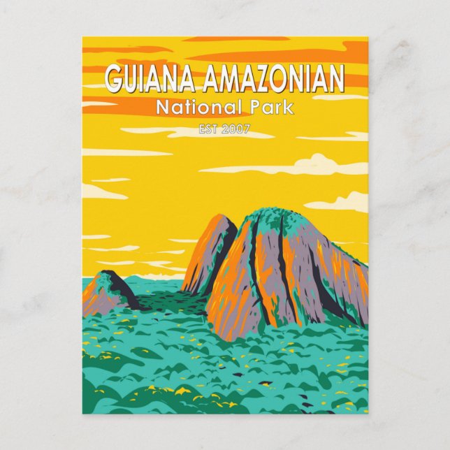 Cartão Postal Guiana Parque Nacional Amazônico Vintage (Frente)