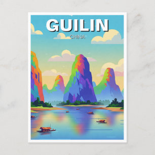 Cartão Postal Guilin China Li River Viagem Abstrato Art