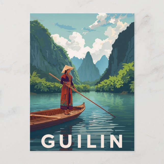 Cartão Postal Guilin China River Scenery (Frente)