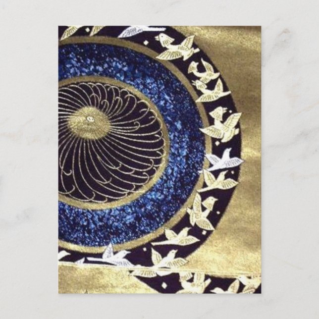 Cartão Postal guindaste tradicional do japonês do quimono do (Frente)