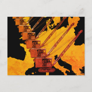 CARTÃO POSTAL GUINDASTE VINTAGE OPERADOR DE GUINDASTE MAPA DA EU