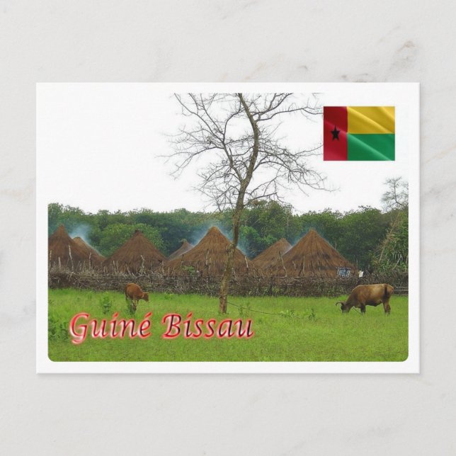 Cartão Postal Guiné-Bissau - Village typique - (Frente)