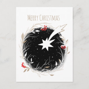 Cartão Postal Guirlanda de Natal com Frutas Estrela Moderna