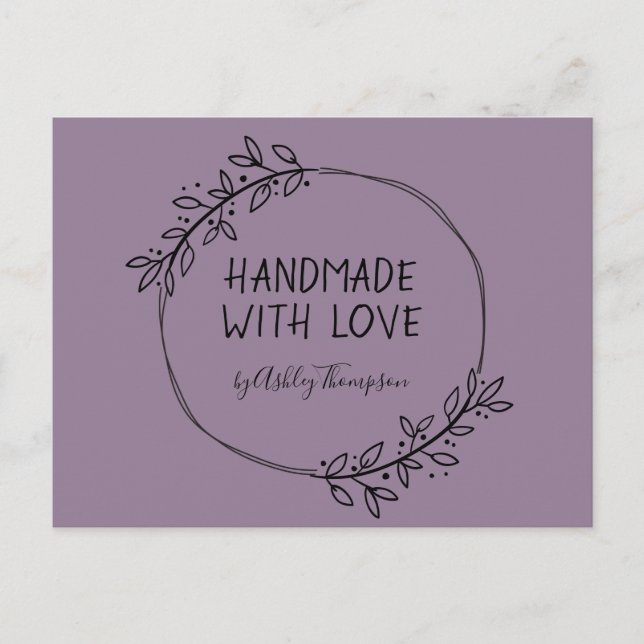 Cartão Postal Guirlanda de Verduras Feita à Mão Roxo Terroso (Frente)