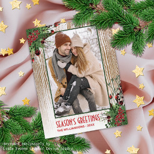 Cartão Postal Guirlanda Personalizada e Padrão de Tábuas de Made