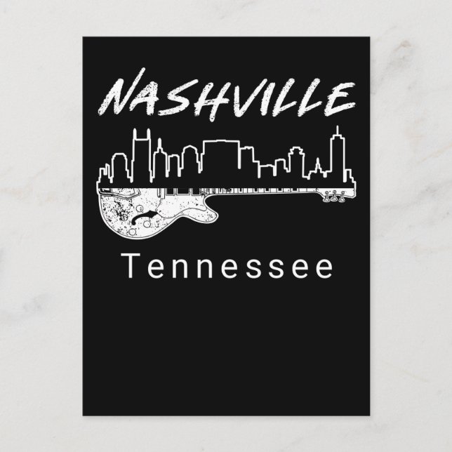 Cartão Postal Guitar Country Music Souvenir Gift Nashville (Frente)