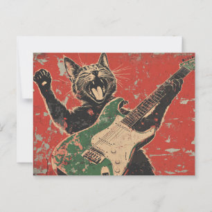 CARTÃO POSTAL GUITAR DE GATO PRETO
